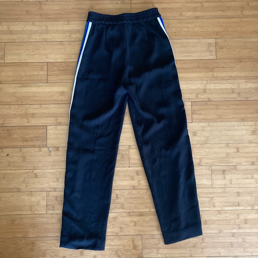 Zara Woman black pants w multicolored stripes on side size small wide leg